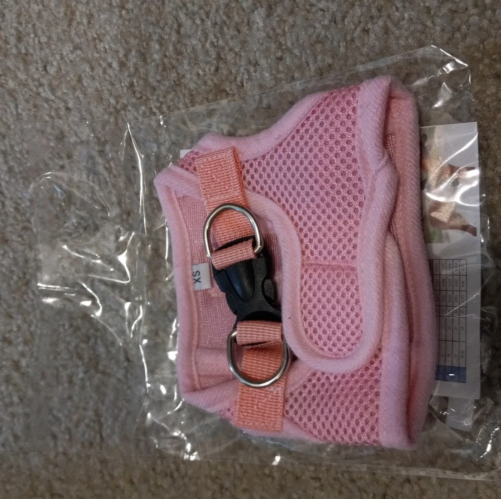 Pink Padded Mesh Pet Lift Harness Leash- XSmall